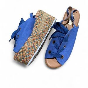 Blue Menina Wedge Sandals